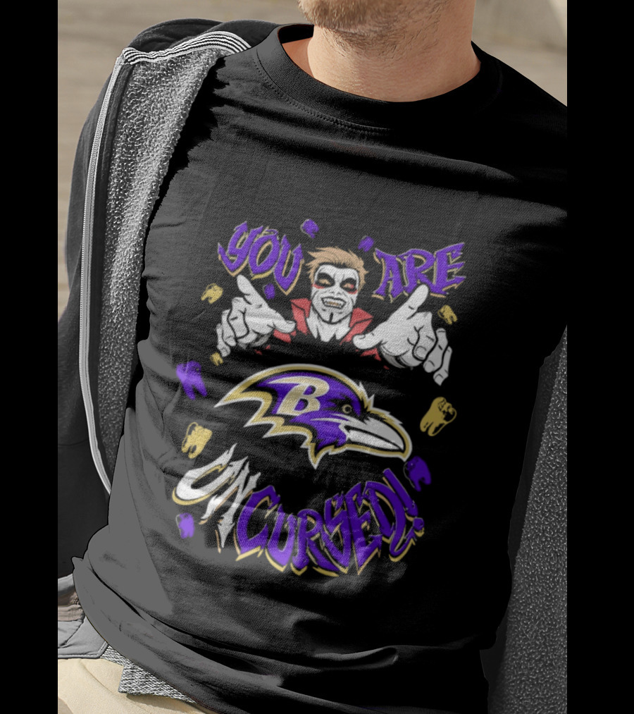 WWE Danhausen Baltimore Ravens Vampire Halloween You Are On Cursed T-Shirt