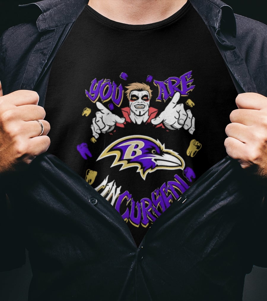 WWE Danhausen Baltimore Ravens Vampire Halloween You Are On Cursed T-Shirt