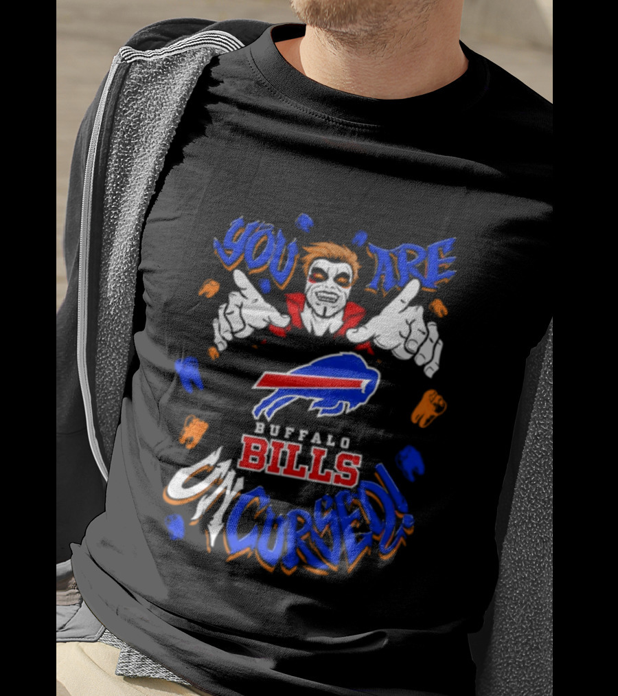 WWE Danhausen X Buffalo Bills You Are Uncursed Halloween Vampire Fangs T-Shirt