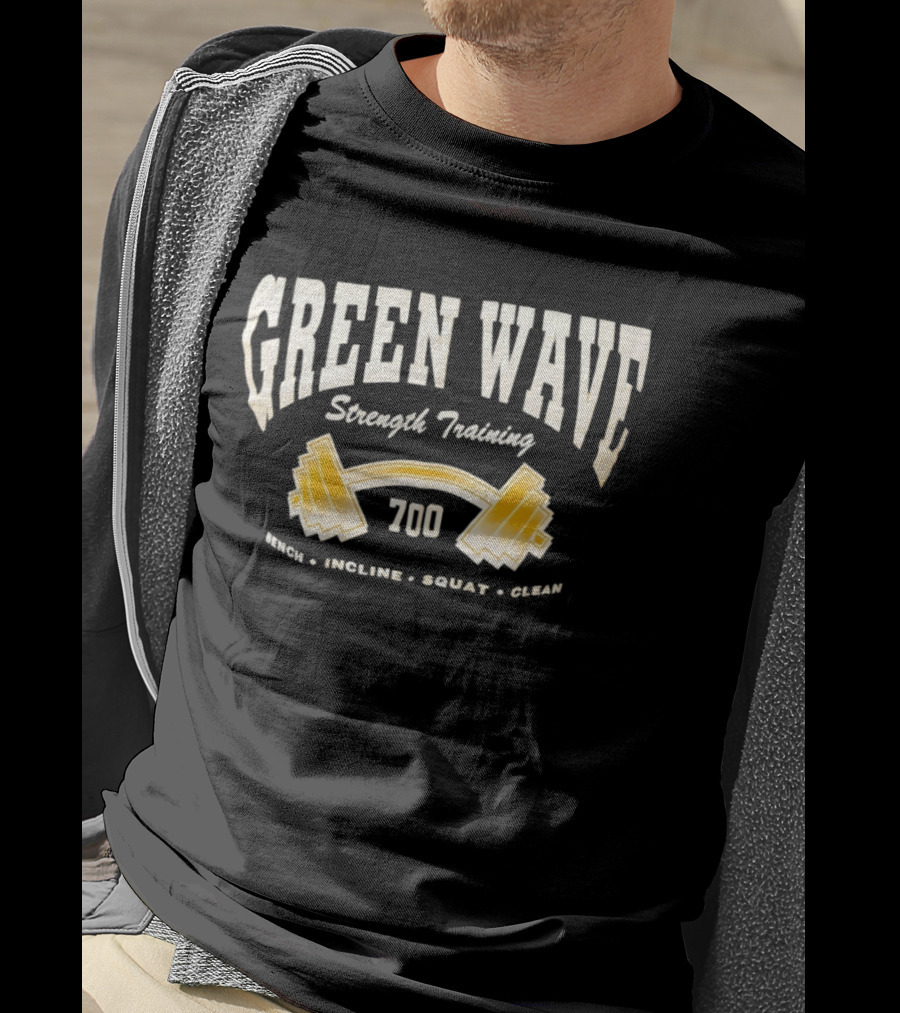 Green Wave Strength Training 700 Bench Incline Squat Clean Barbell T-Shirt
