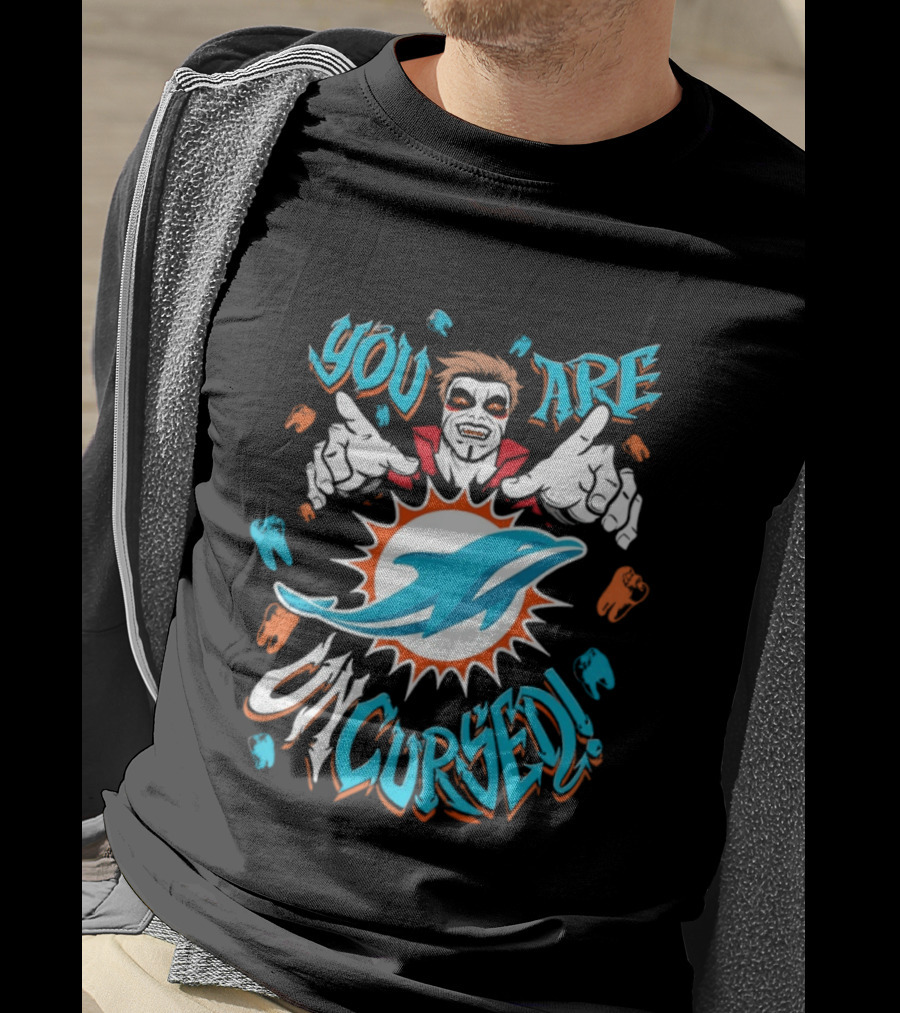 WWE Danhausen Miami Dolphins Collaboration You Are Uncursed T-Shirt