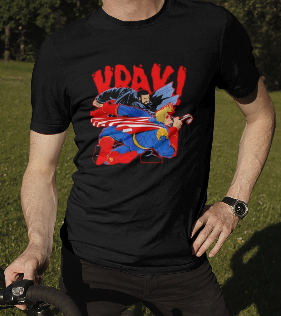 Billy Butcher Punching Homelander VRAK Comic Style Showdown T-Shirt