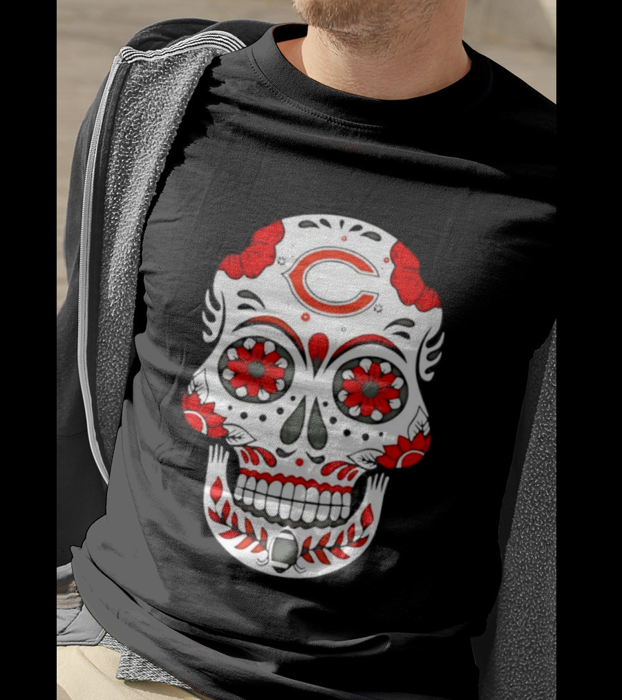 Chicago Bears Dia De Los Muertos Sugar Skull C T-Shirt
