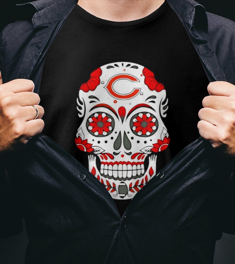 Chicago Bears Dia De Los Muertos Sugar Skull C T-Shirt