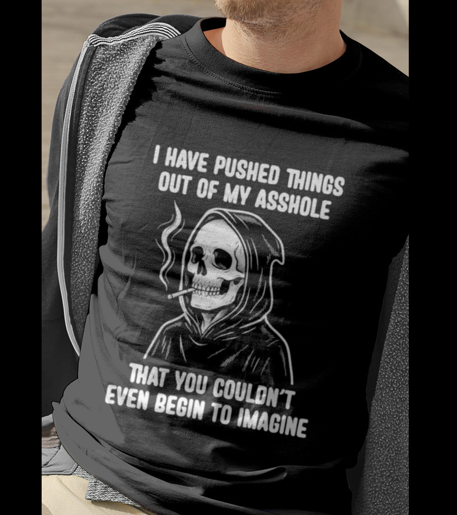 Skeleton Grim Reaper Smoking Dark Humor Sarcastic T-Shirt