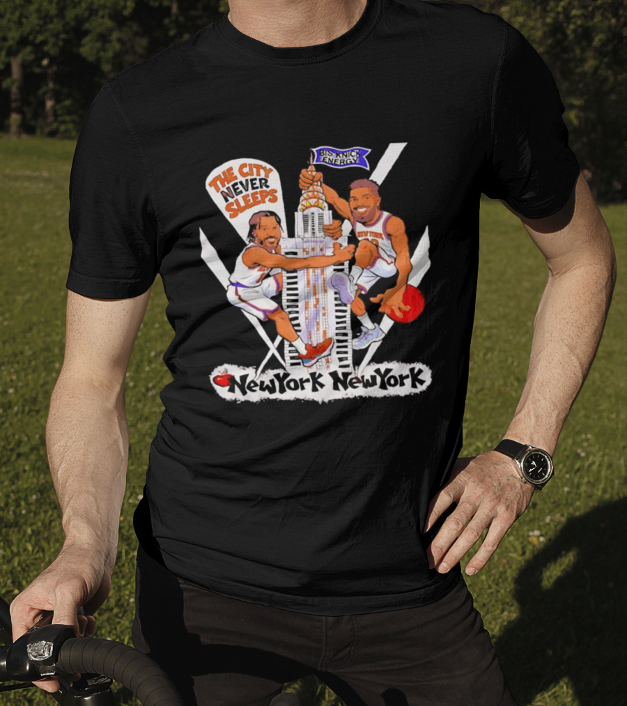 New York Knicks Jalen Brunson Josh Hart The City Never Sleeps Skyscraper Energy T-Shirt