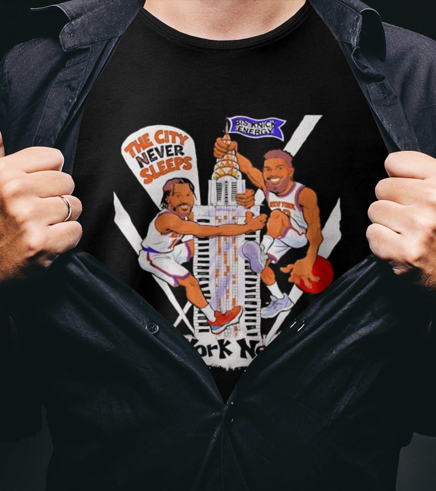 New York Knicks Jalen Brunson Josh Hart The City Never Sleeps Skyscraper Energy T-Shirt