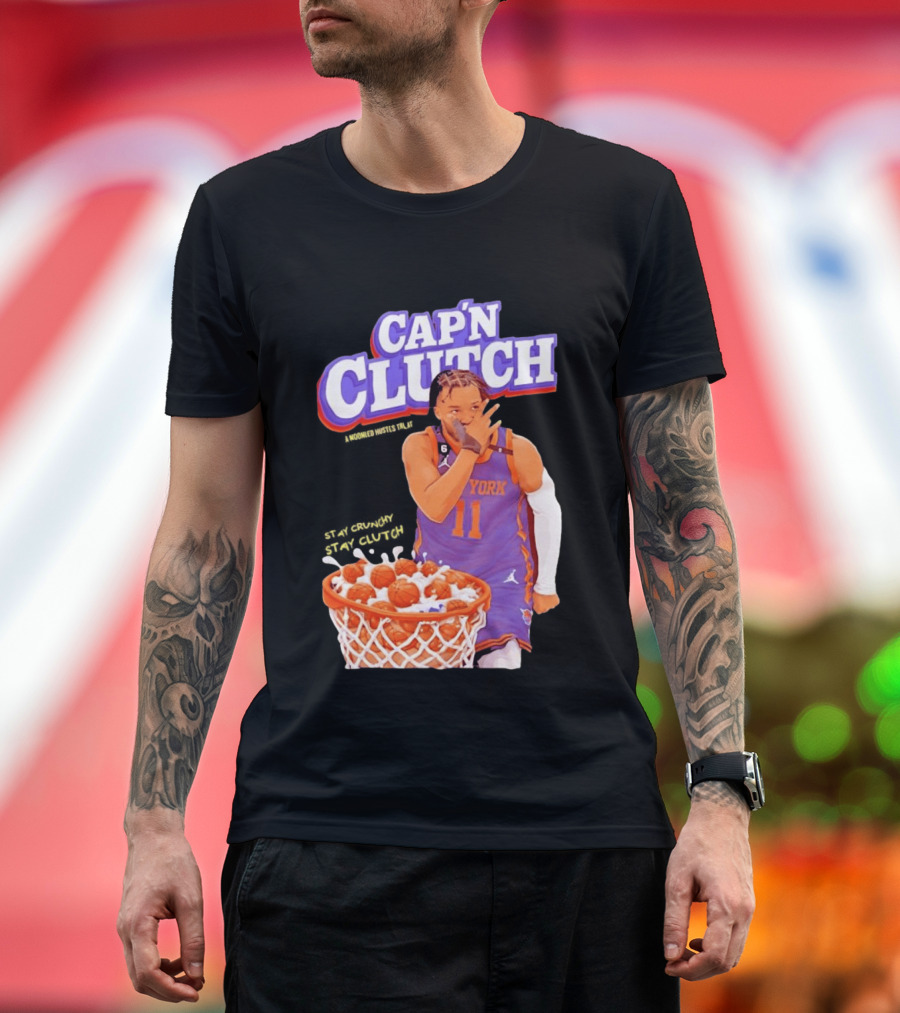 New York Knicks Jalen Brunson Capn Clutch Basketball Cereal Stay Crunchy T-Shirt