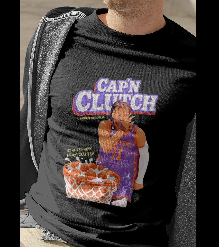New York Knicks Jalen Brunson Capn Clutch Basketball Cereal Stay Crunchy T-Shirt