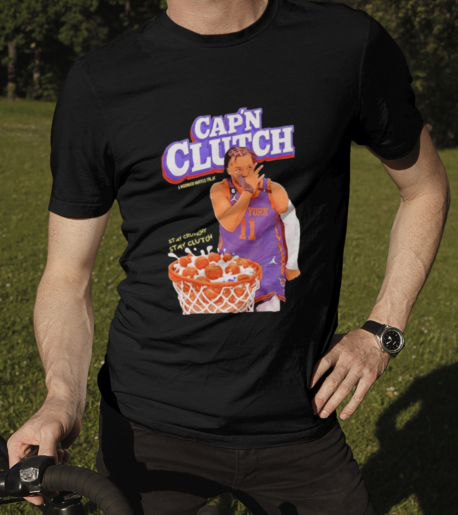 New York Knicks Jalen Brunson Capn Clutch Basketball Cereal Stay Crunchy T-Shirt
