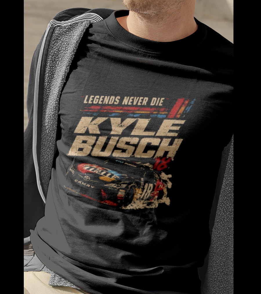 Kyle Busch Legends Never Die Number 18 NASCAR Racing M&M's Camry T-Shirt