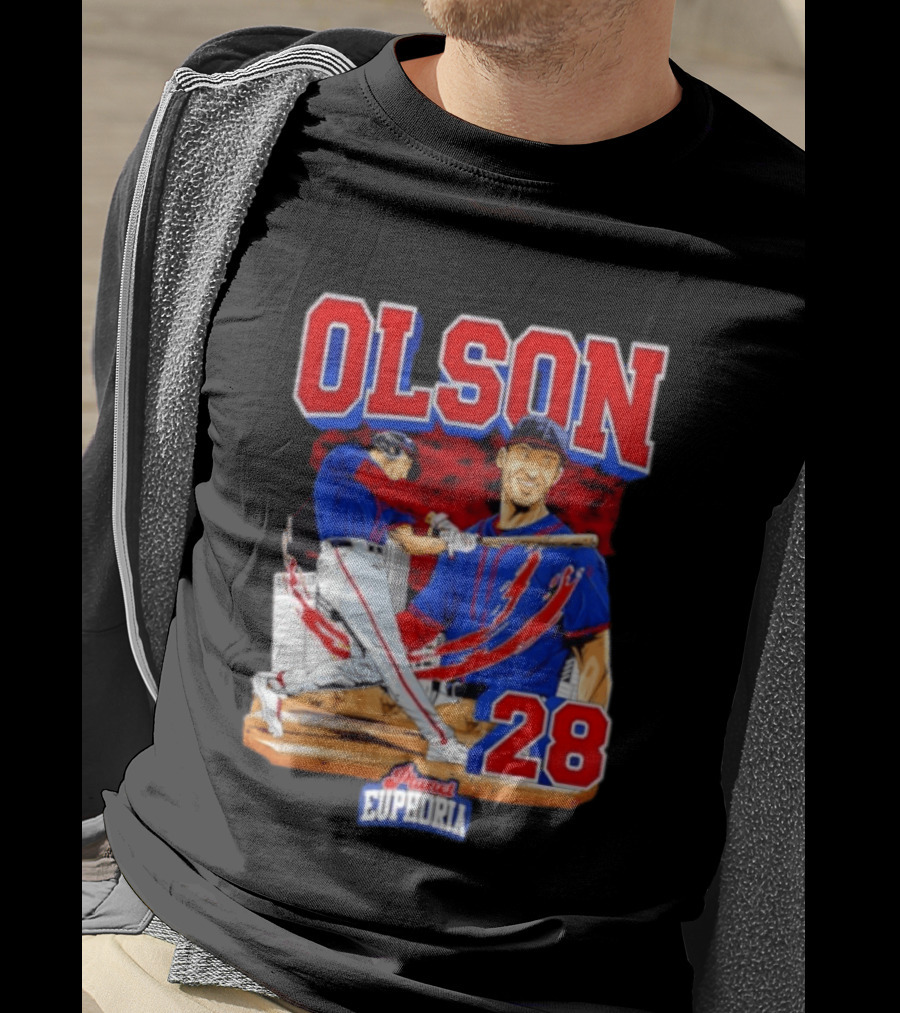 Matt Olson 28 Planet Euphoria Braves Baseball Comic Swing T-Shirt