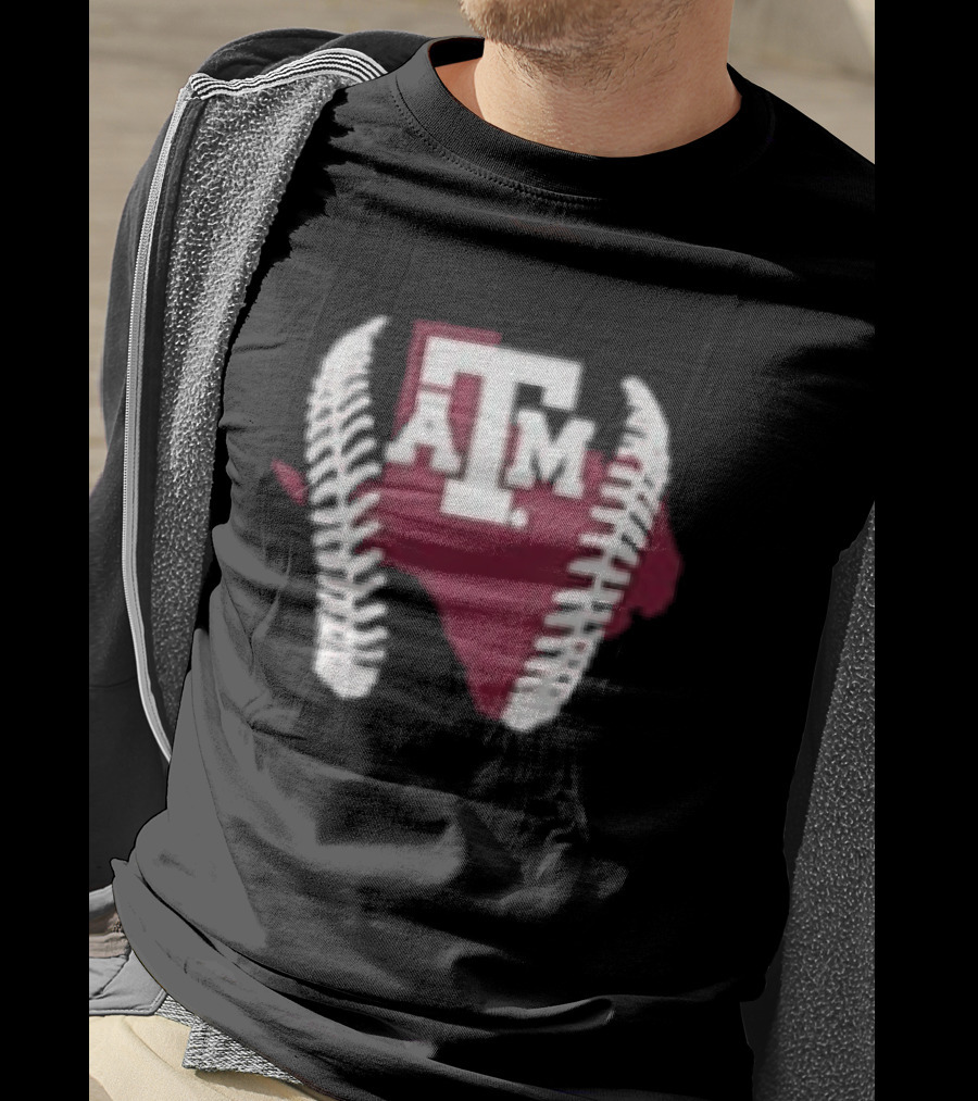 Texas A&M Aggies 2026 Baseball Icon With State Silhouette And Stitching T-Shirt