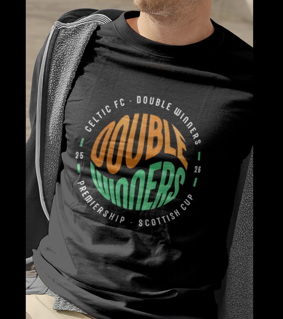 Celtic FC Double Winners 2026 Premiership Scottish Cup T-Shirt