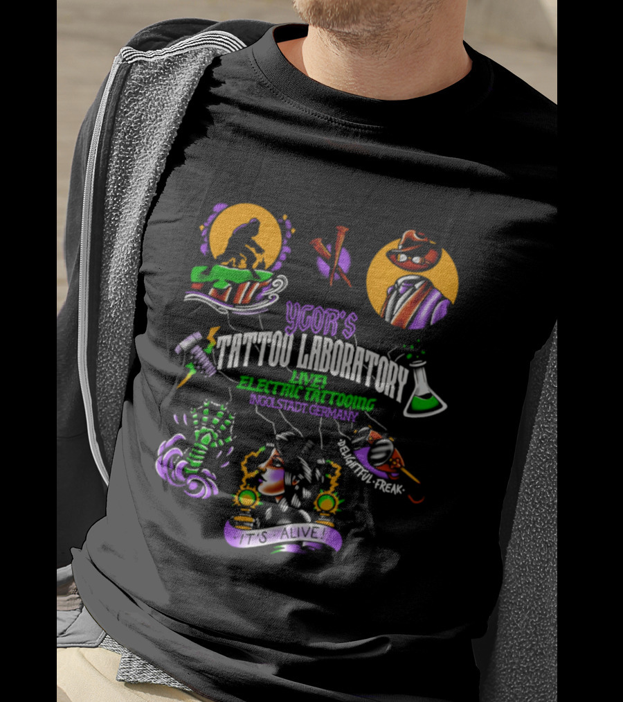 Igor's Tattoo Laboratory Live Electric Tattooing 2026 Monster Mad Scientist Adventure Ink T-Shirt