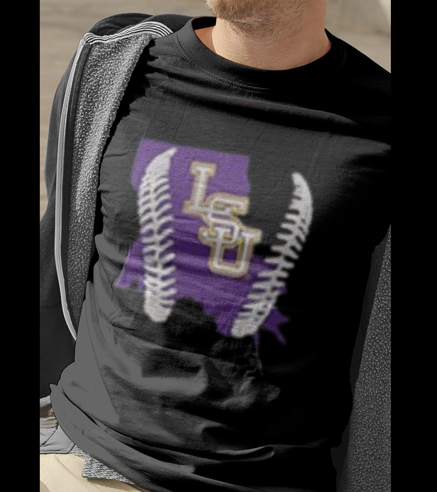 LSU Tigers 2026 Purple Baseball LSU Shape T-Shirt