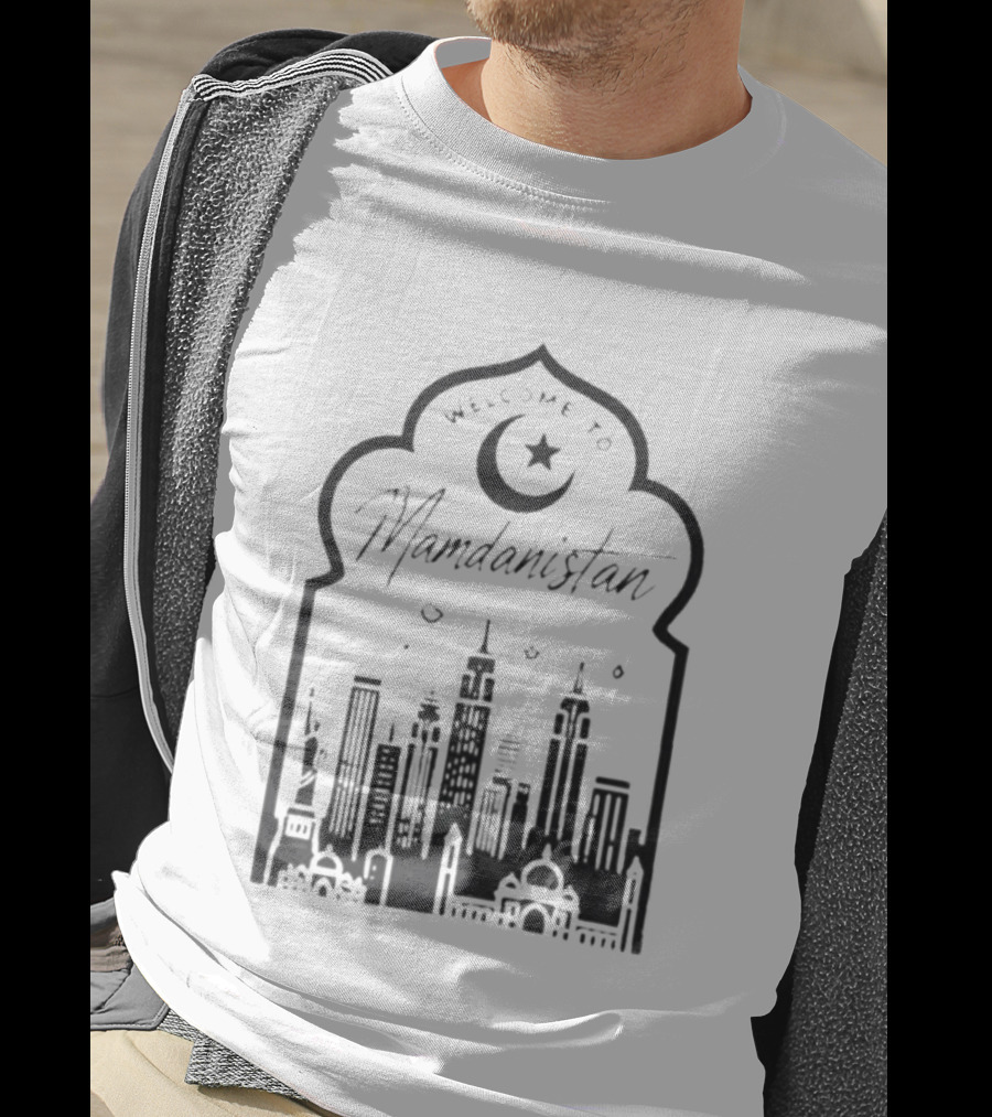 Welcome To Mamdanistan 2026 Back Skyline Crescent Star T-Shirt
