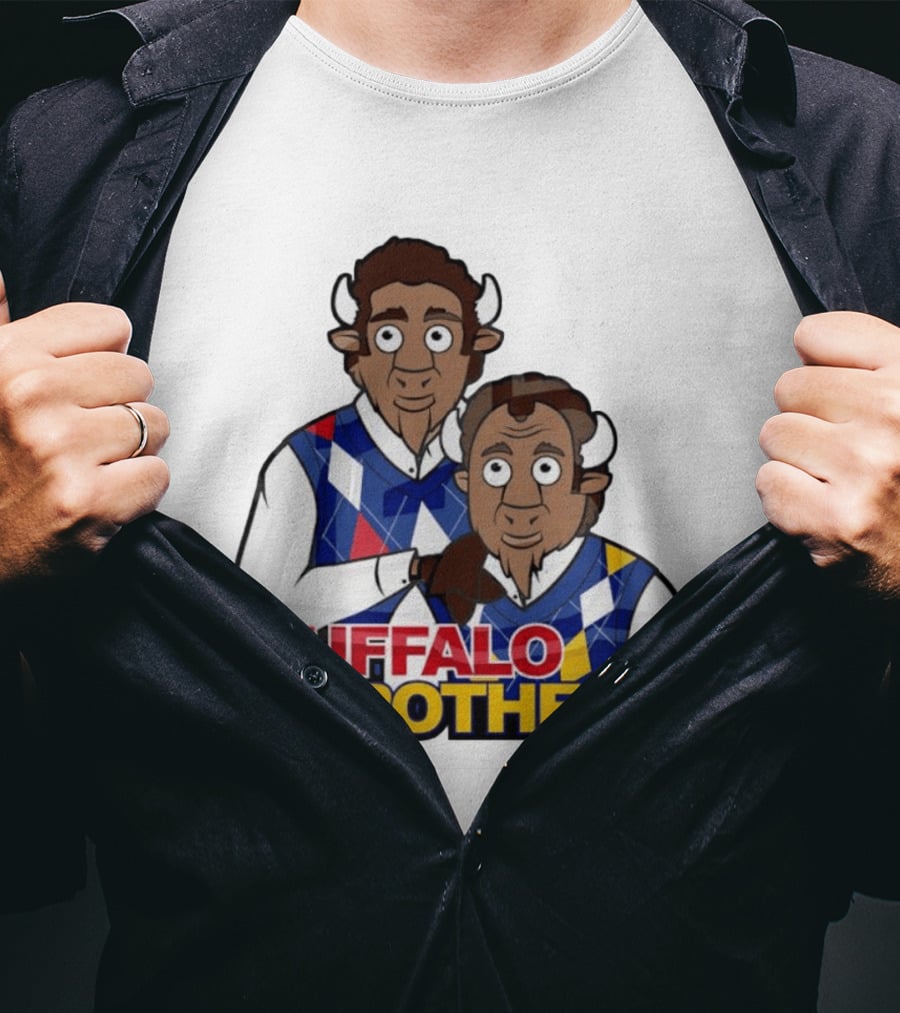 Buffalo Brothers Bison Characters Cartoon Duo T-Shirt