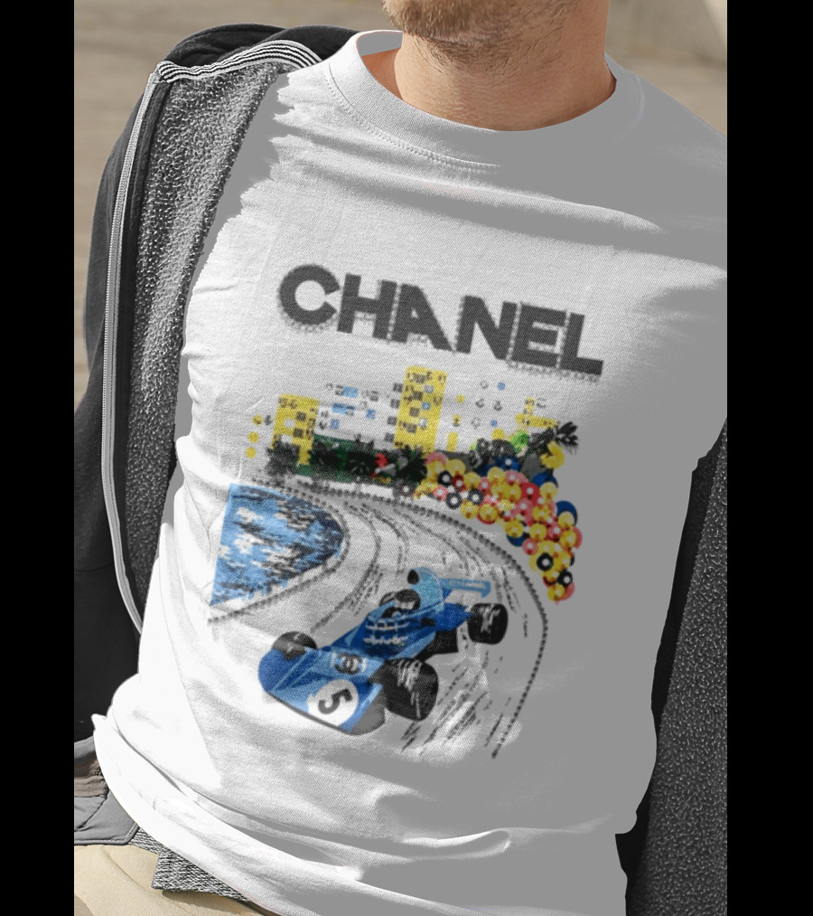 CHANEL F1 Formula Racing Car Retro Cityscape T-Shirt