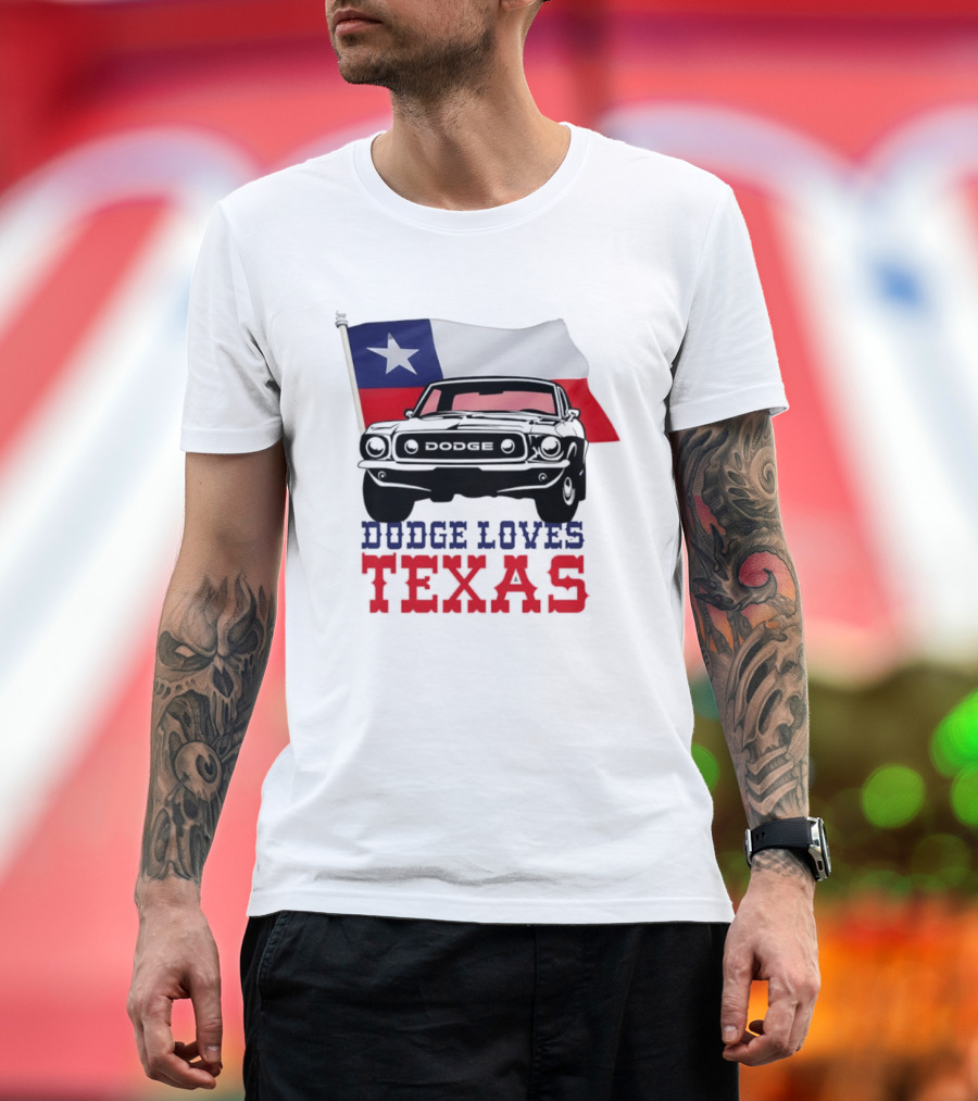 Dodge Loves Texas State Flag Mustang T-Shirt