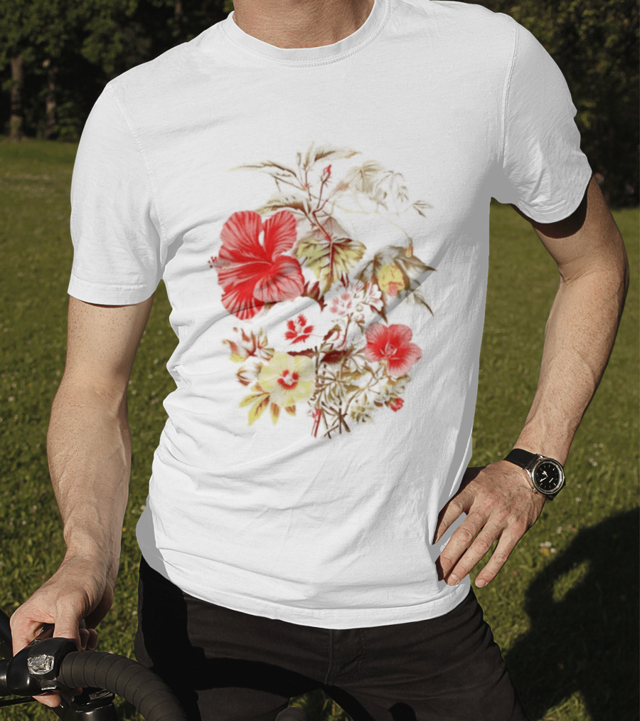 Hibiscus Mallow Cotton Floral Blossoms T-Shirt