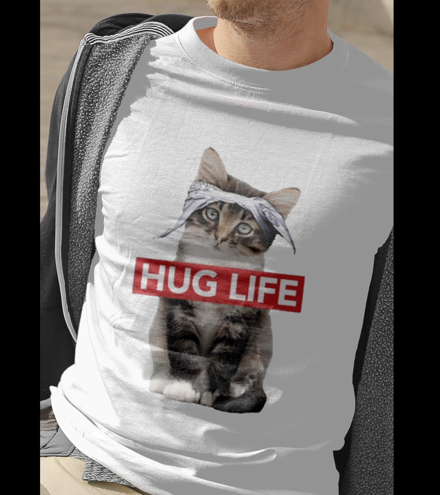Hug Life Kitten Bandana Retro Funny Cat T-Shirt