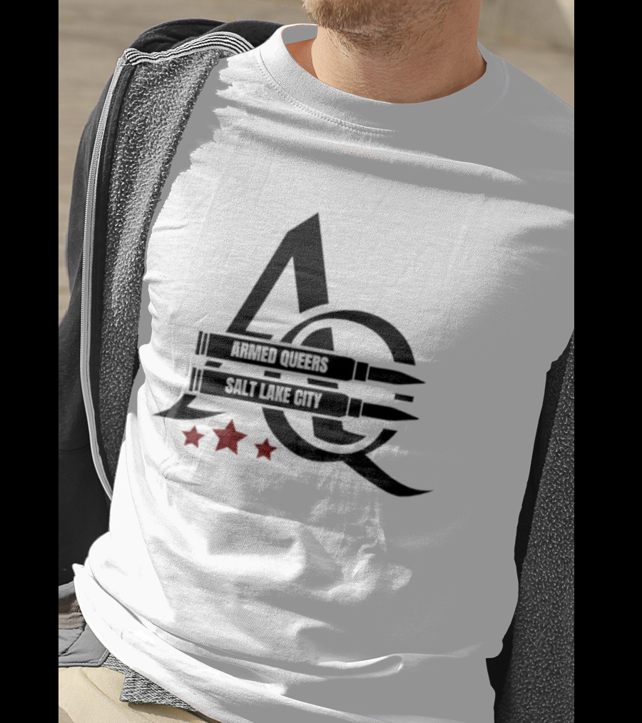 Armed Queers Salt Lake City AQ Bullet Logo Three Stars T-Shirt