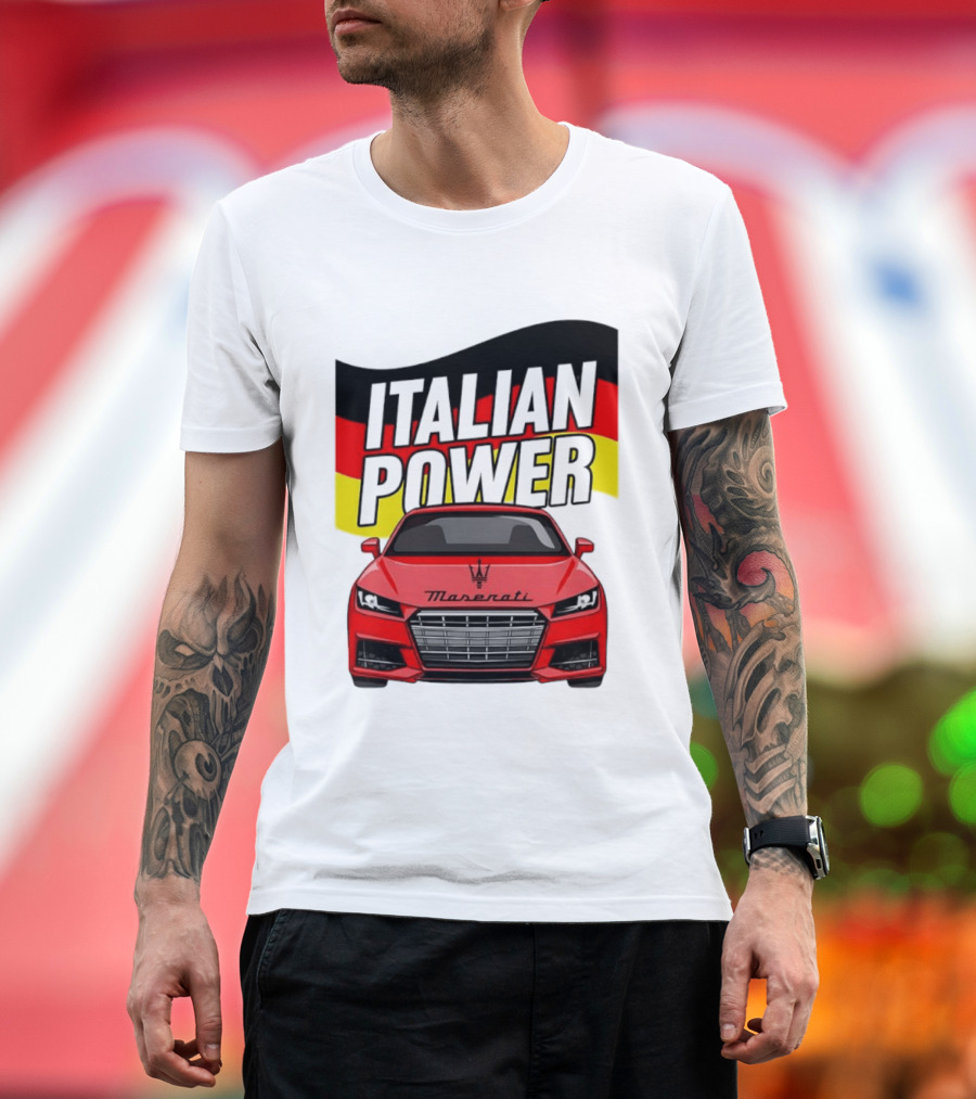 Maserati Italian Power German Flag Car T-Shirt