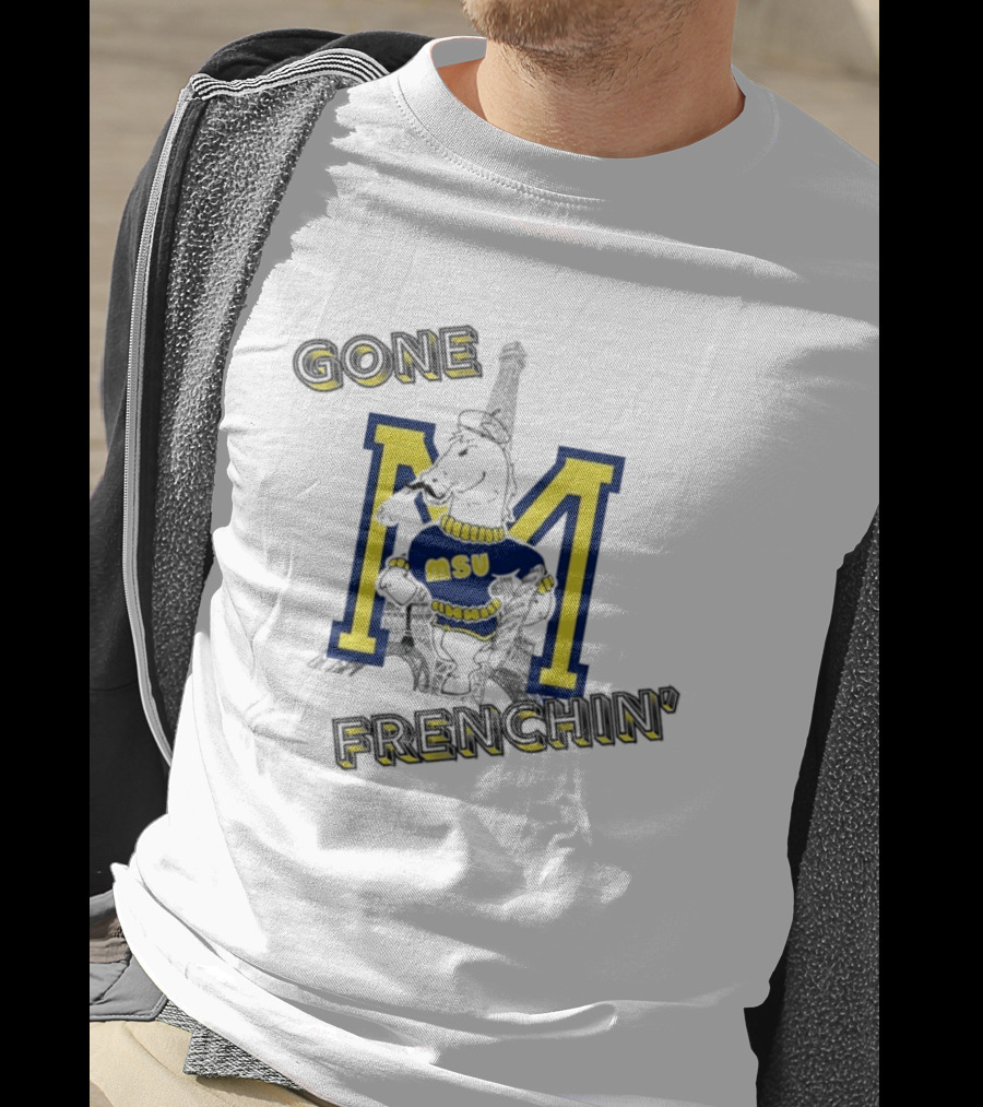 MSU Gone Frenchin' Eiffel Tower Bulldog Sweater Retro M T-Shirt