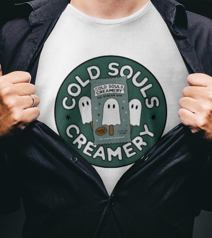 Cold Souls Creamery Ice Scream Bar Boo Nilla Ghost Ice Cream T-Shirt