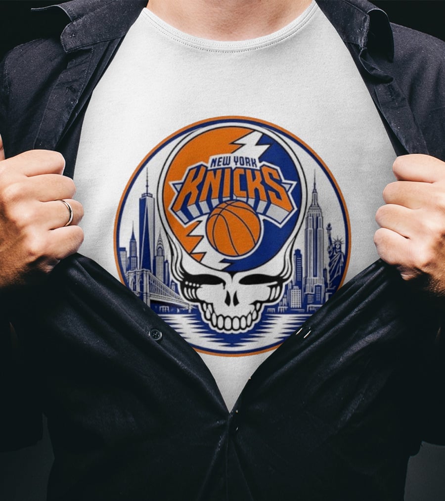 New York Knicks Grateful Dead Skyline Basketball T-Shirt