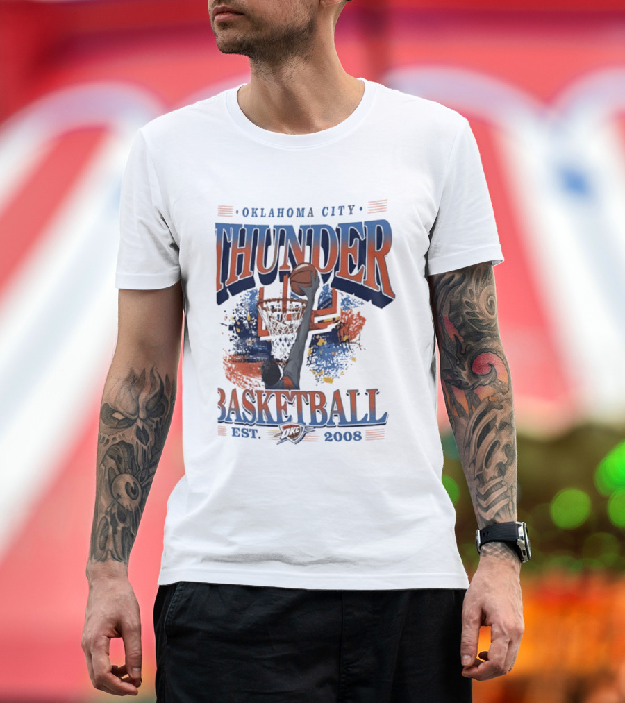 Oklahoma City Thunder Basketball Est 2008 OKC Slam Dunk Hoop T-Shirt