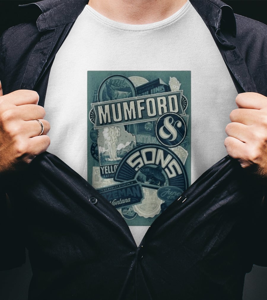 Mumford & Sons Bozeman Montana June 4 2026 Bobcat Stadium Yellowstone National Park T-Shirt