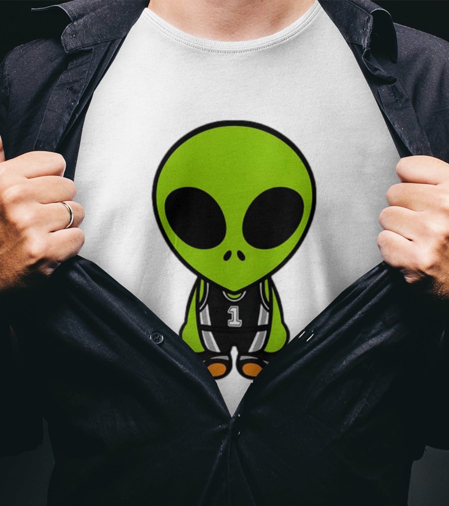 Alien Victor Wembanyama Cartoon Basketball Number 1 T-Shirt