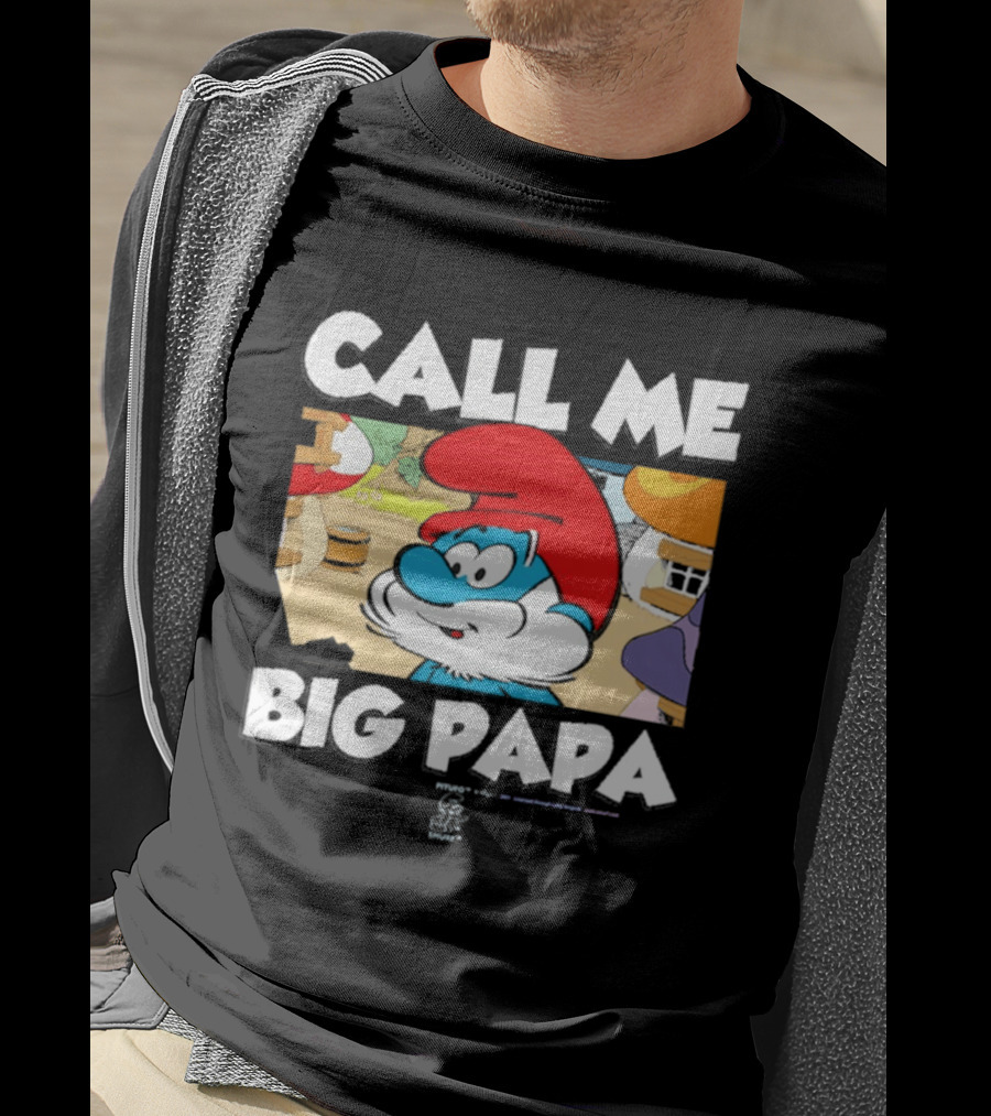 Call Me Big Papa Smurf Iconic Cartoon Character Scene T-Shirt