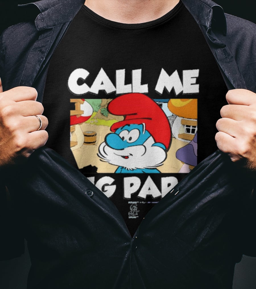 Call Me Big Papa Smurf Iconic Cartoon Character Scene T-Shirt