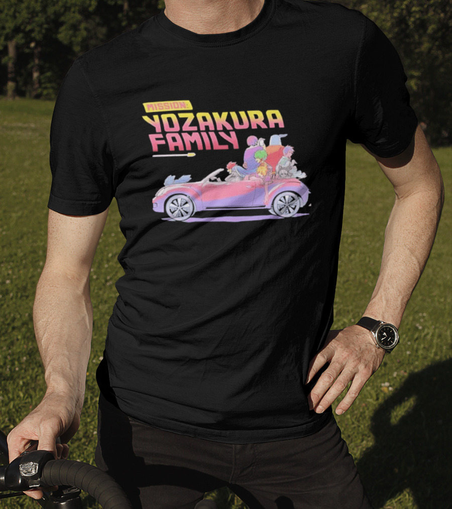 Mission Yozakura Family Anime Characters In Red Convertible Car T-Shirt