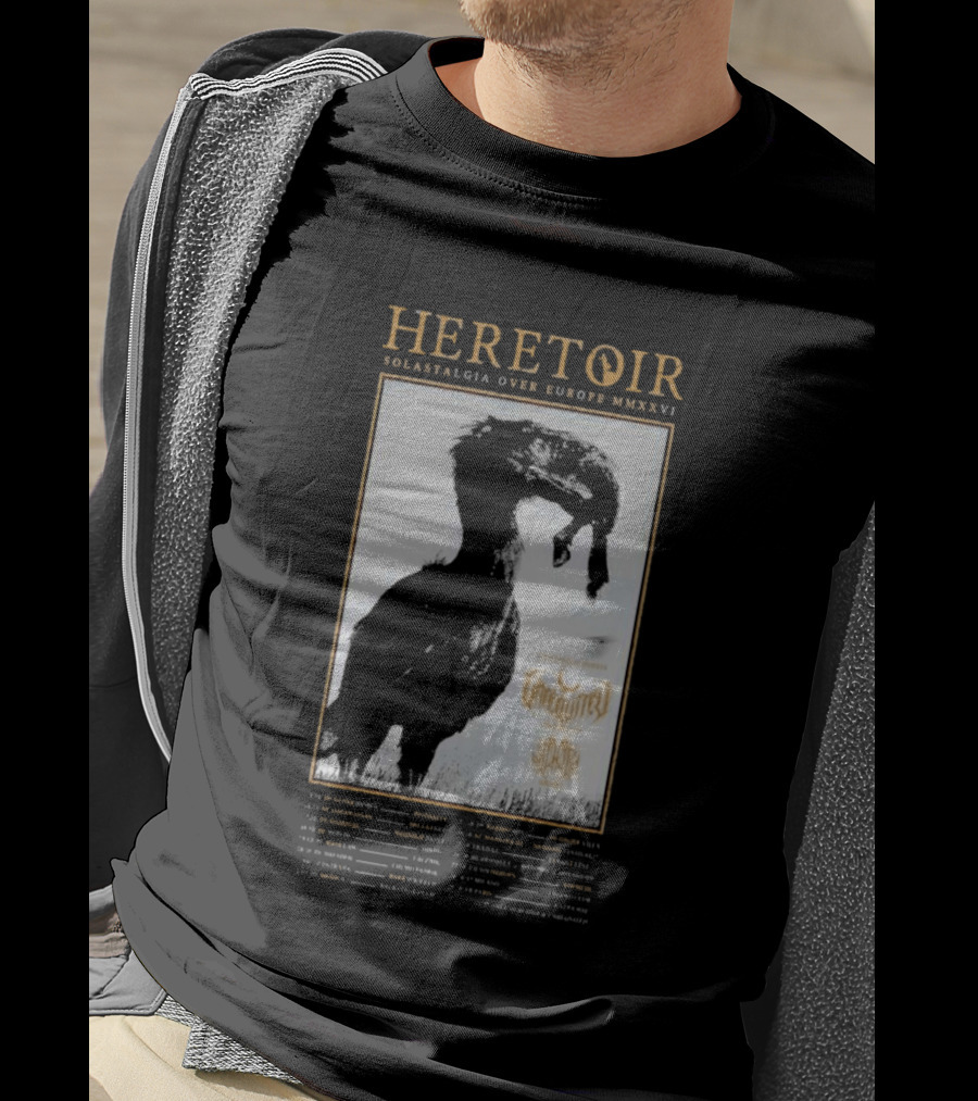 HERETOIR Solastalgia Over Europe MMXXVI Tour 2026 With Special Guests Farsot Agrypnie Black Crane T-Shirt