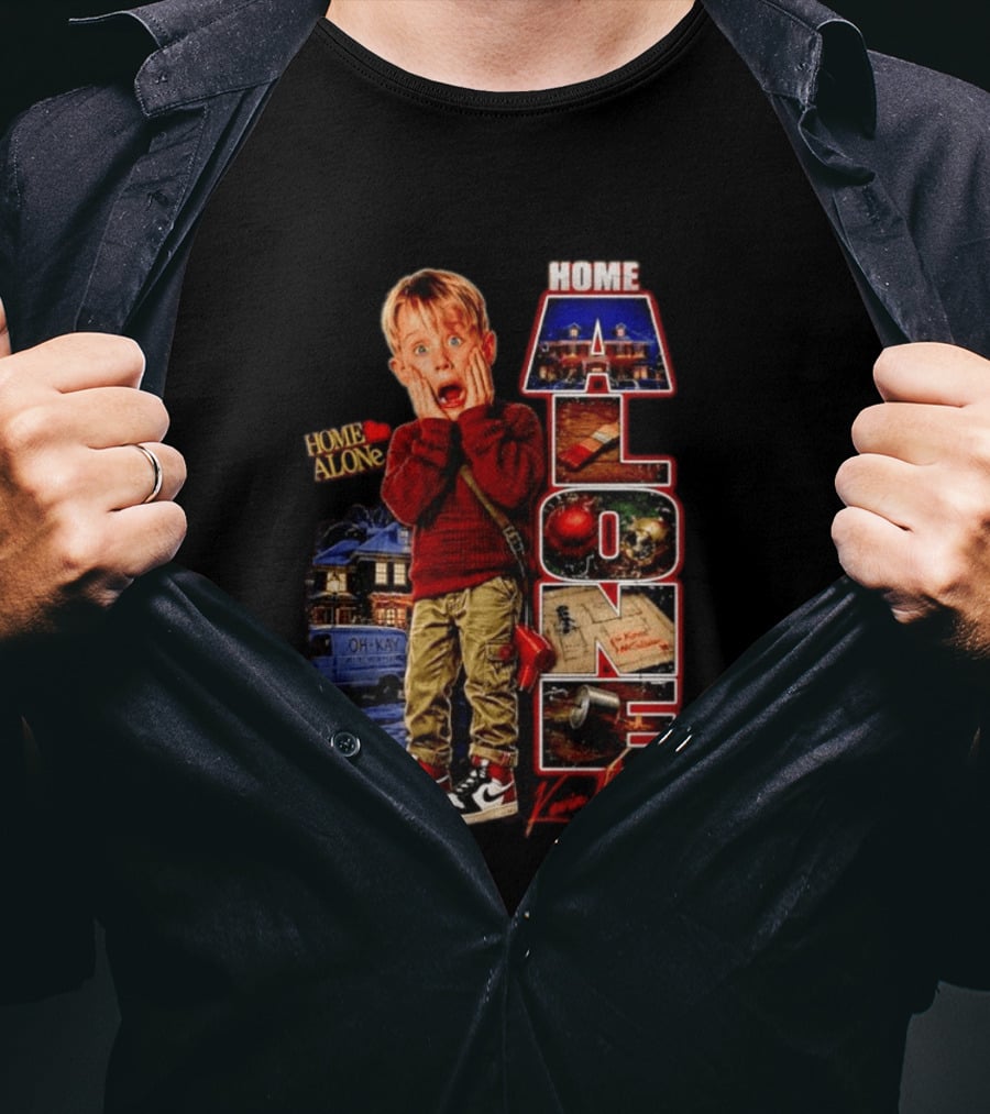 Home Alone Kevin McCallister Scream Christmas Movie Collage T-Shirt