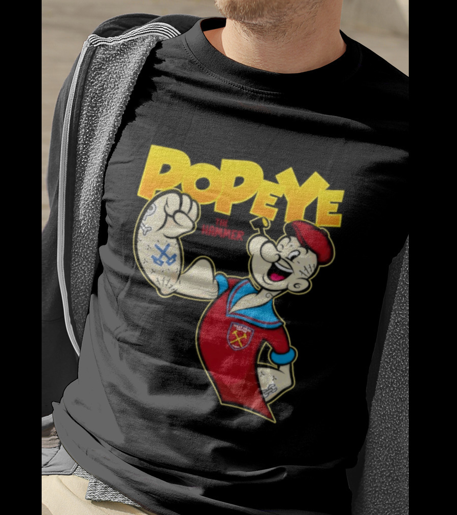 Popeye The Hammer West Ham United Crest Vintage Cartoon T-Shirt