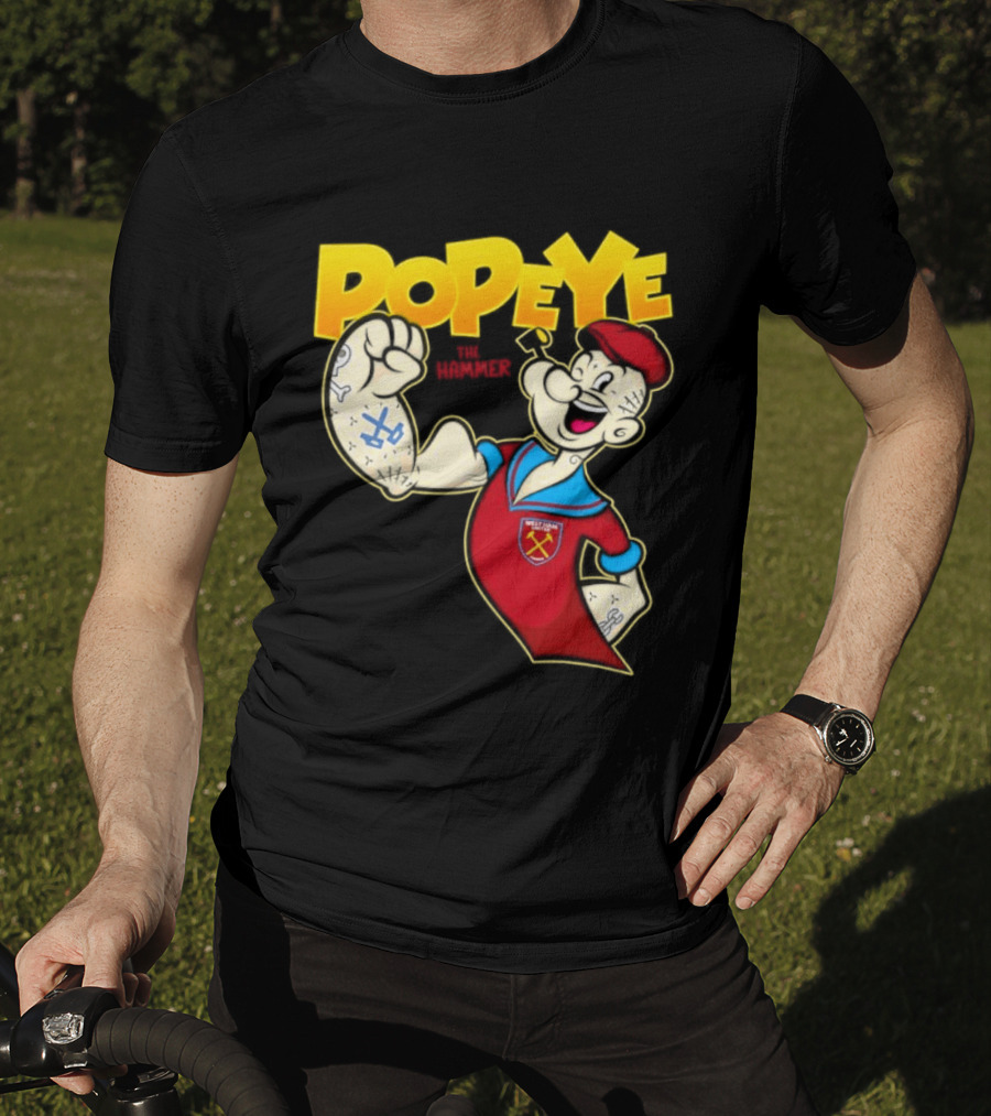 Popeye The Hammer West Ham United Crest Vintage Cartoon T-Shirt