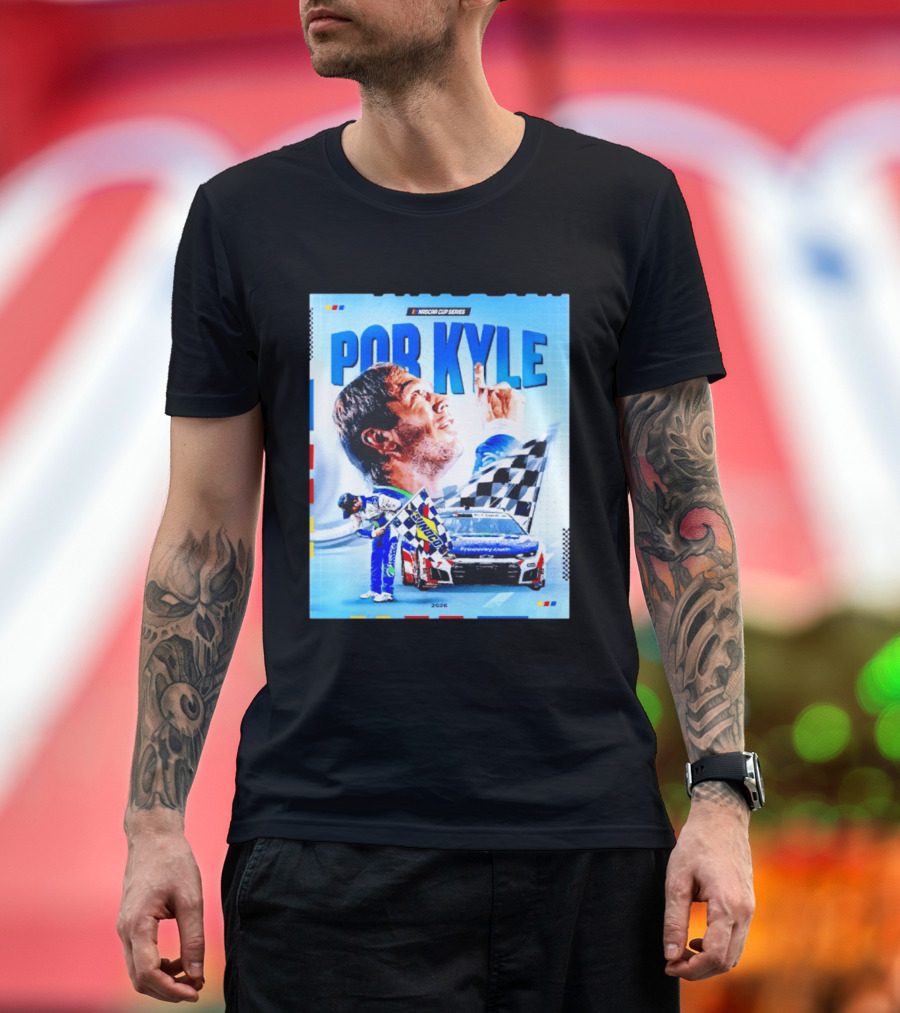 Nascar Cup Series Por Kyle 2026 Racing Celebration With Checkered Flag And Race Car T-Shirt