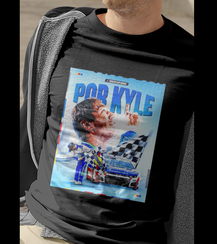 Nascar Cup Series Por Kyle 2026 Racing Celebration With Checkered Flag And Race Car T-Shirt