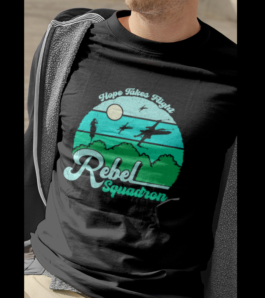 Rebel Squadron Hope Takes Flight Sunset Landscape T-Shirt