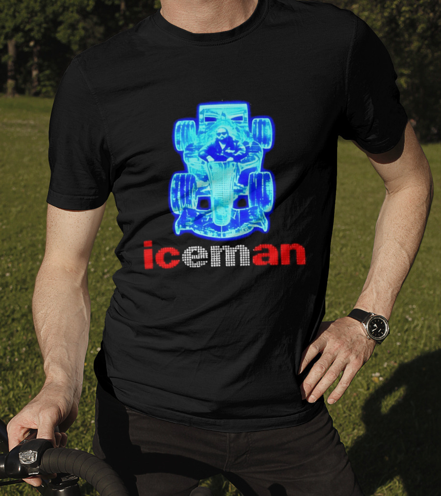 Iceman Kimi Räikkönen F1 Driver Holographic Car Racing Blue Red T-Shirt