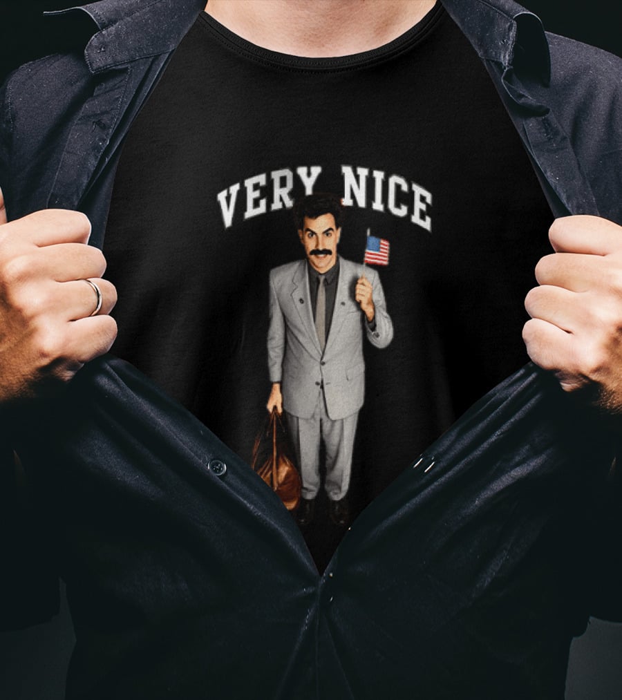 Sacha Baron Cohen Very Nice Borat Holding American Flag T-Shirt