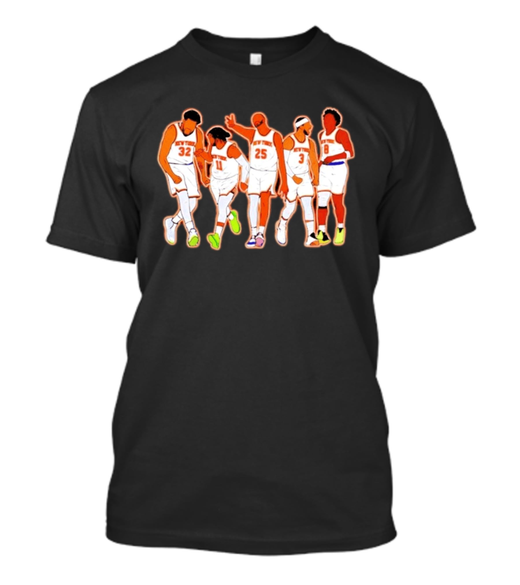 New York Knicks Karl Anthony Towns Jalen Brunson Mikal Bridges Josh Hart OG Anunoby Basketball Team Starting Five T-Shirt