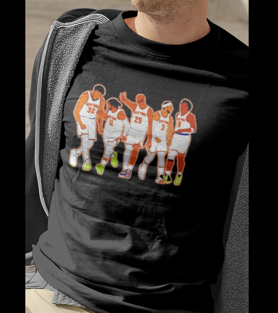 New York Knicks Karl Anthony Towns Jalen Brunson Mikal Bridges Josh Hart OG Anunoby Basketball Team Starting Five T-Shirt