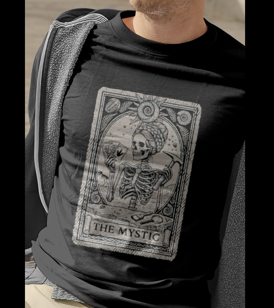 The Mystic Skeleton Tarot Card Fossil Digging Paleontology T-Shirt