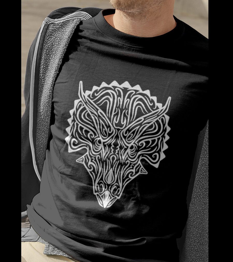 Triceratops Head Tribal T-Shirt